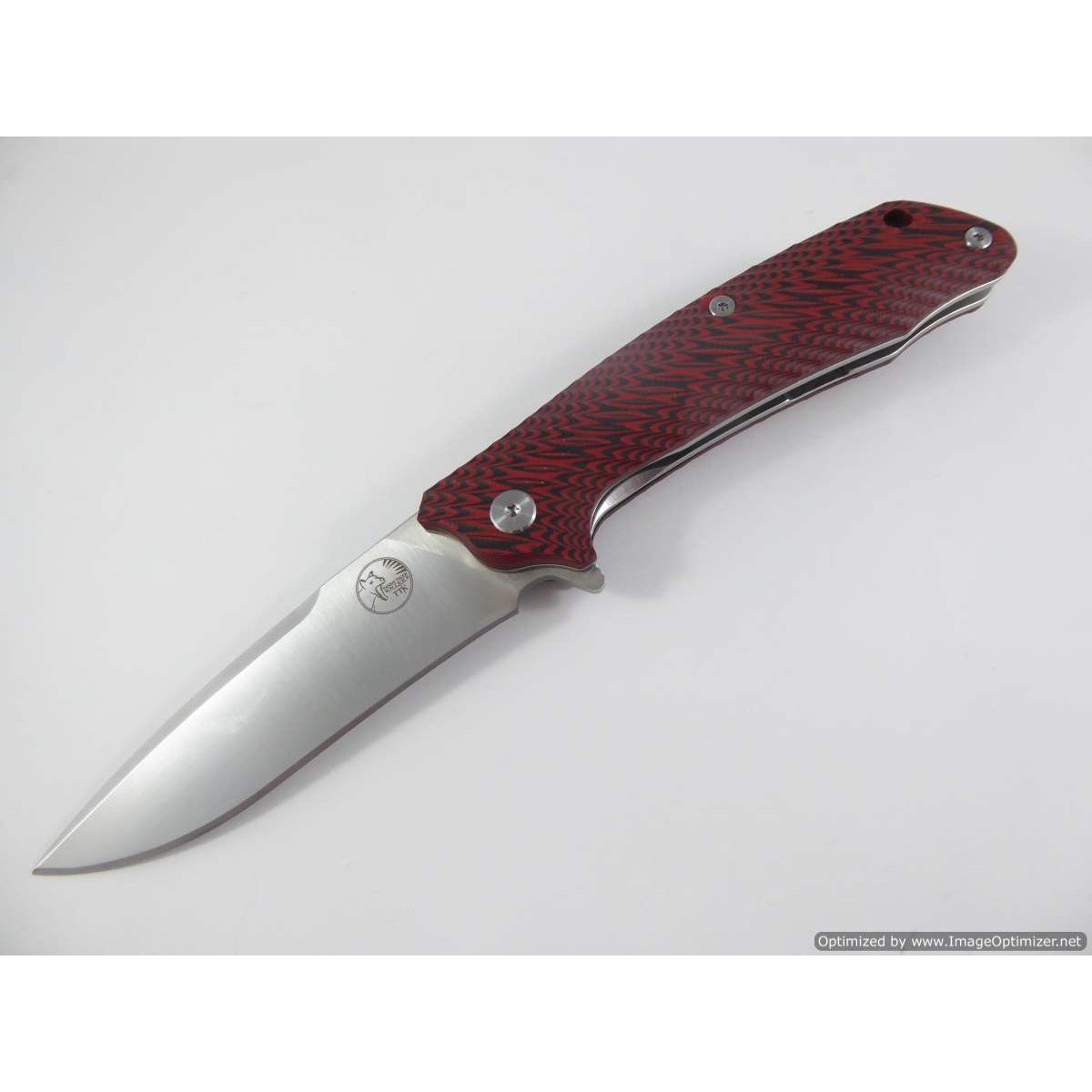 Tassie Tiger Folding Knife, D2 Steel with Red / Black G10 Handle