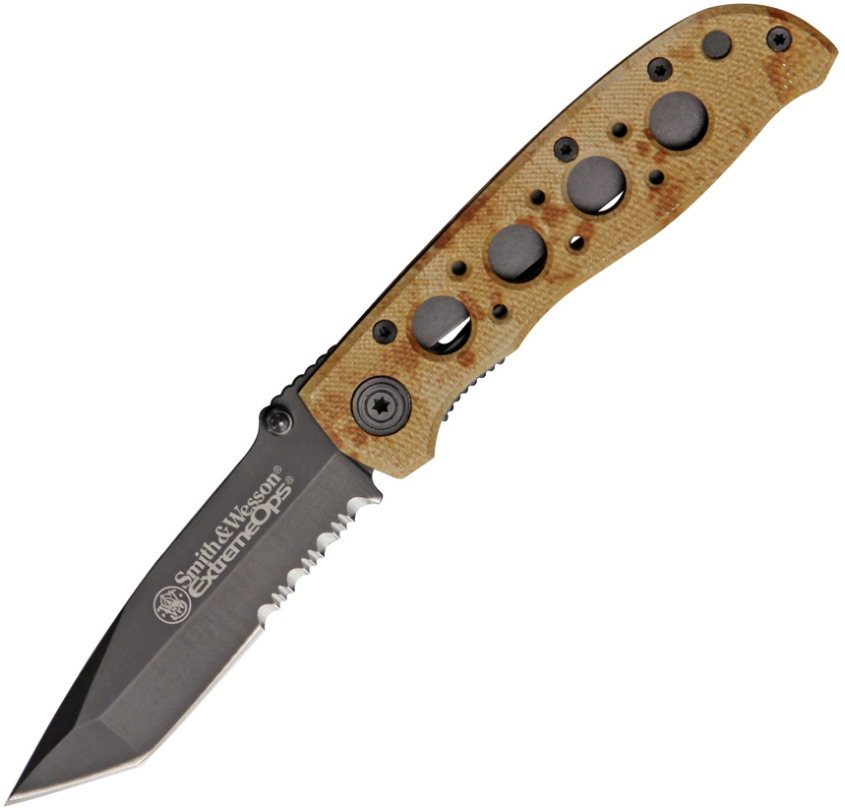 Smith & Wesson CK5TBSD Extreme Ops Folding Knife Blk 3.2″Tanto/Desert Tan Handle