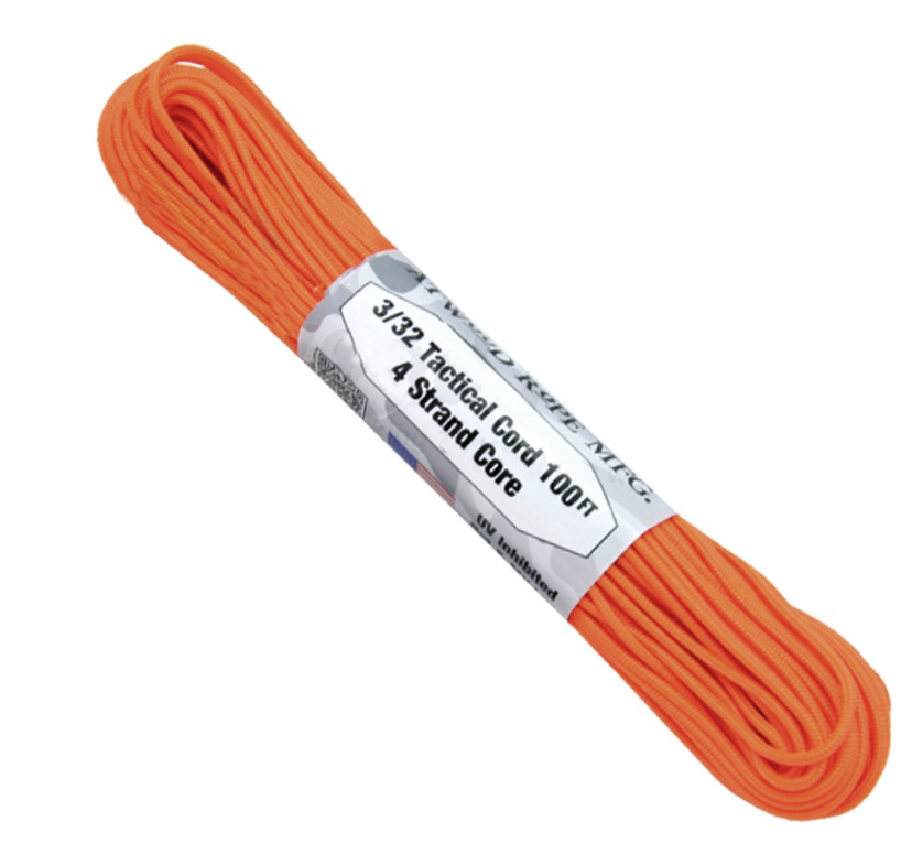 Atwood Tactical Cord 3/32inch x 100foot – Neon Orange (2.4mm x 30M)