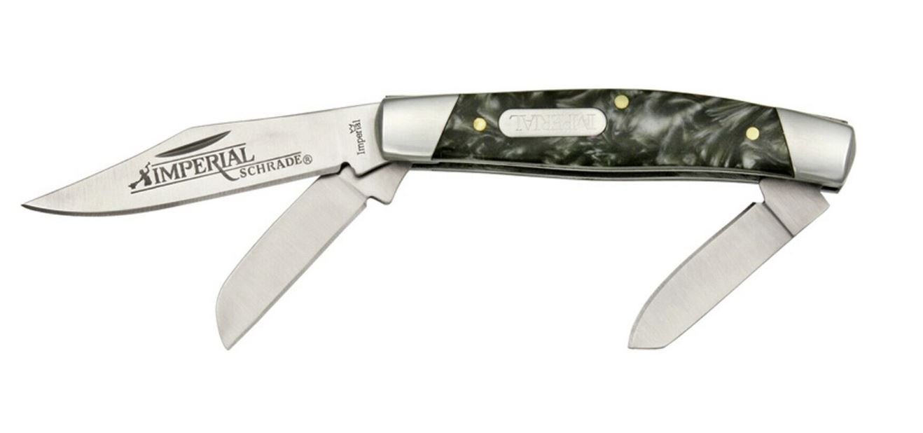 Imperial Schrade IMP24 Coltello Tascabile Stockman | 3 Lame In Acciaio | Manico Cracked Ice | 8,9 Cm Da Chiuso